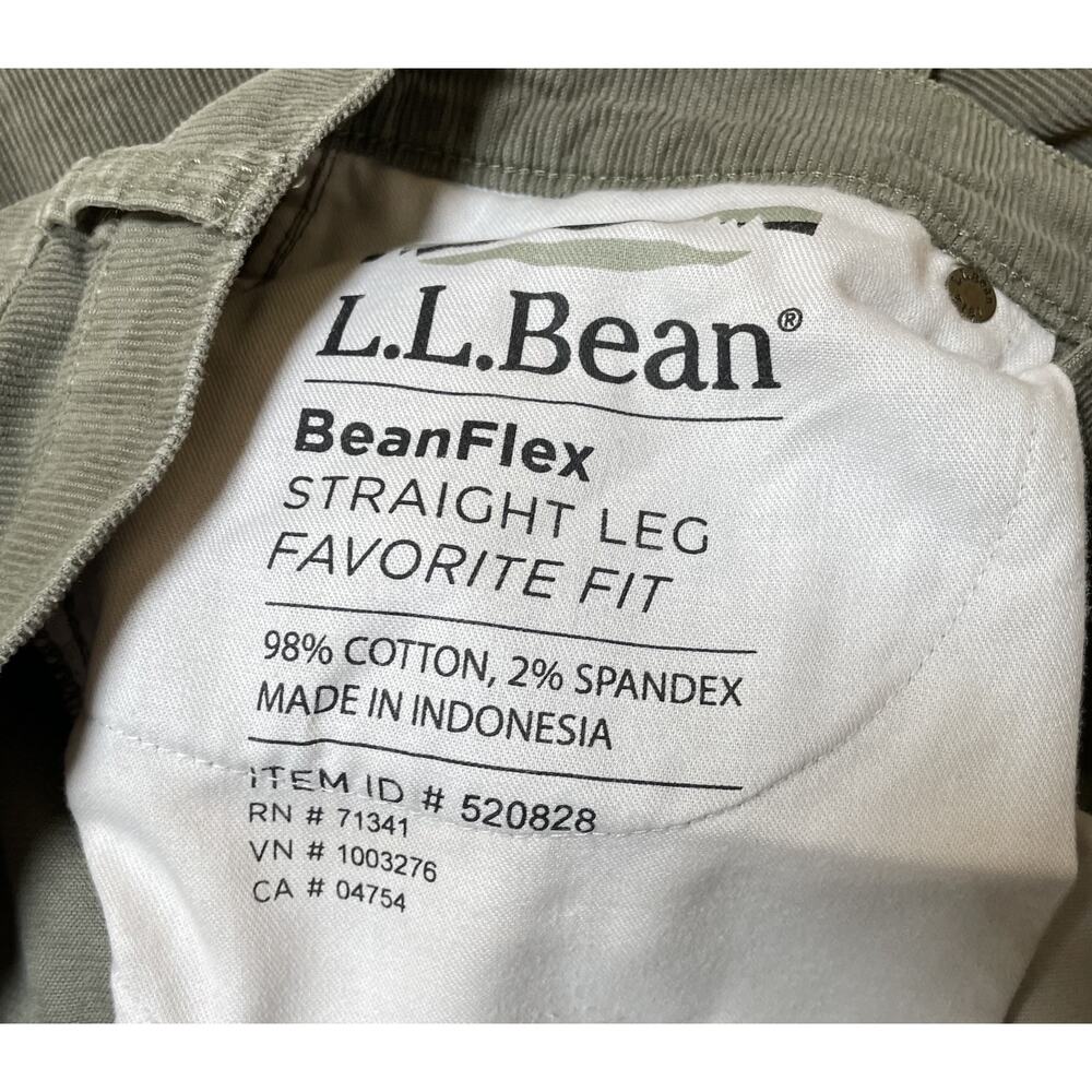 LL Bean Pine Green Micro Corduroy Pants Womens 6 Straight Leg Favorite Fit Bean - Picture 5 of 8